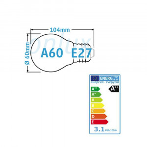 LED Lampe : onlux FiLux A60-4C E27 4-Filament LED 230V - 3.1W 360lm  300° 35W
