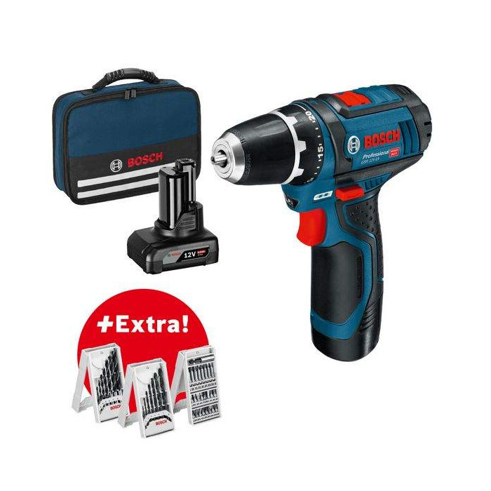 Bosch Akku-Bohrschrauber GSR 12V-15 Professional Set