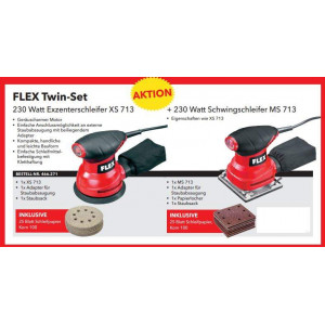 FLEX Twin-Set Exenterschleifer XS 713 und Schwingschleifer MS 713 plus Zubehör